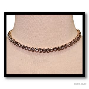 Tennis-Style Rhinestone & Gold Choker NWOT